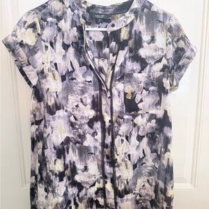 Simply Vera Vera Wang Lavender Abstract Print Short Sleeve Blouse